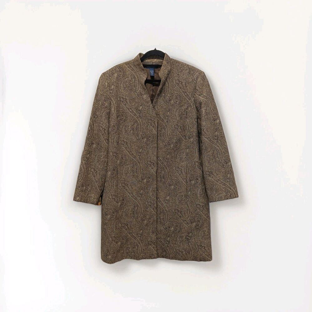 Karen Scott‎ Size 16 Paisley Trench Taupe Lightweight Coat Career Business